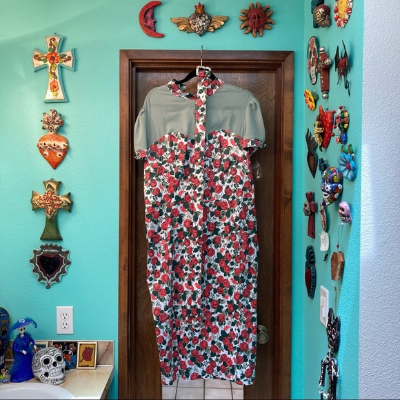 Women's NWOT Floral Wiggle Pinup Couture Laura Byrnes Dress Size 2X - Picture 5 of 16